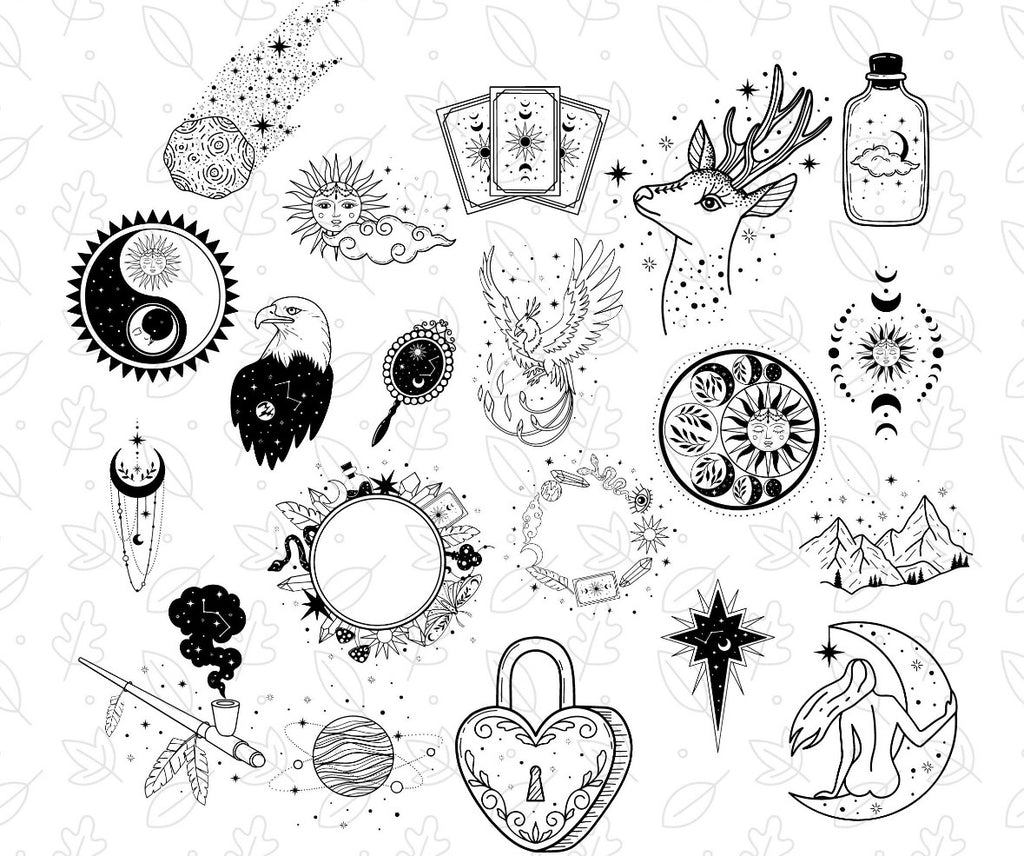 Collection of mystical and celestial designs for the magnets