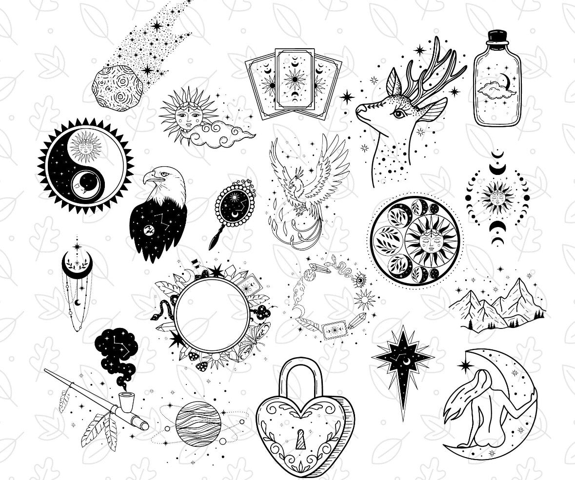 Collection of mystical and celestial designs for the magnets