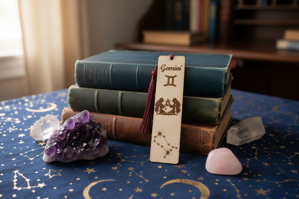 Bookmark with Gemini zodiac symbol 