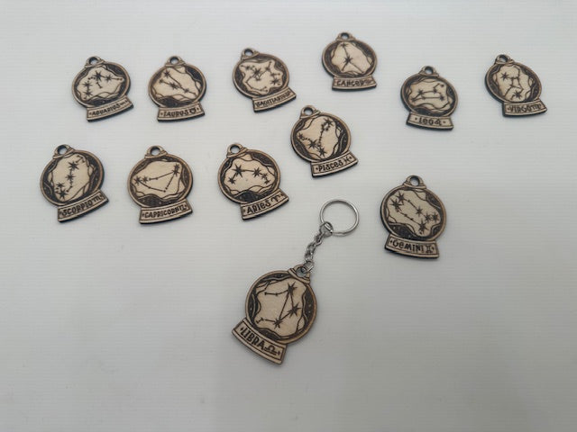 Set of zodiac keychains pendants